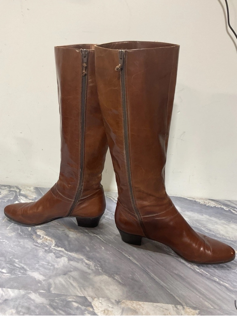 Vintage Salvatore Ferragamo Rallina Brown Calf Leather Tall Riding Boots 9/5 - Picture 9 of 12